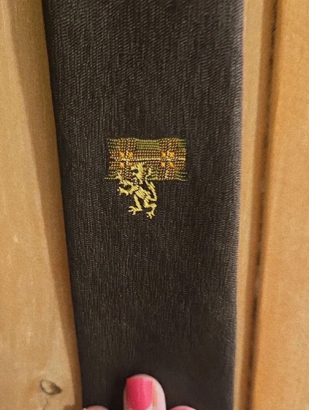 Men's Vintage Solid Neckties - Black Silk and Dark Brown